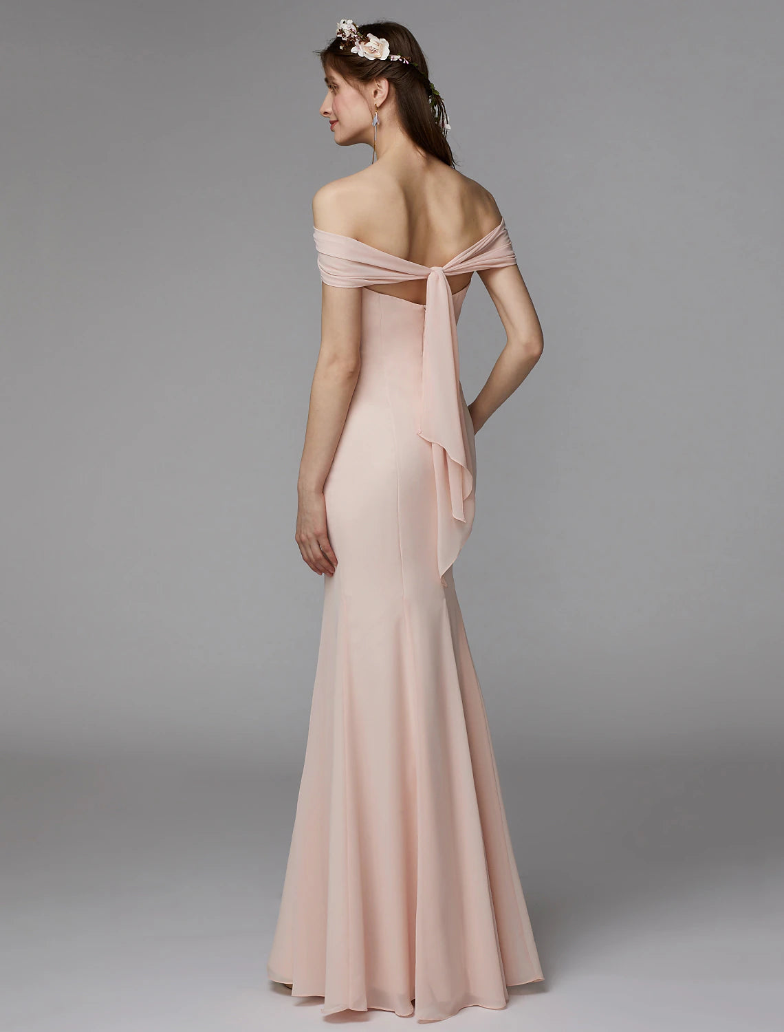 Wholesale Mermaid / Trumpet Bridesmaid Dress Strapless Sleeveless Backless Floor Length Chiffon with Sash / Ribbon / Pleats